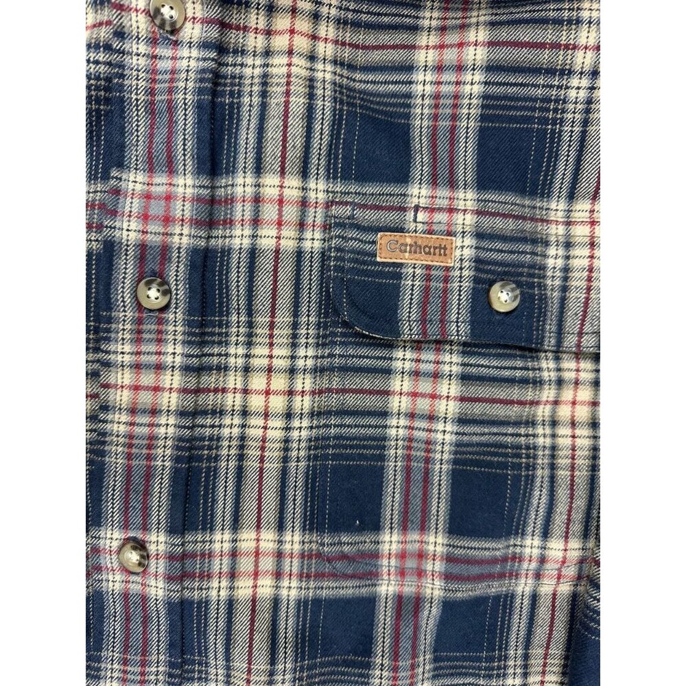 Carhartt Heavy Weight Plaid Flannel Long Sleeve Shirt Mens Size XL - Picture 4 of 7